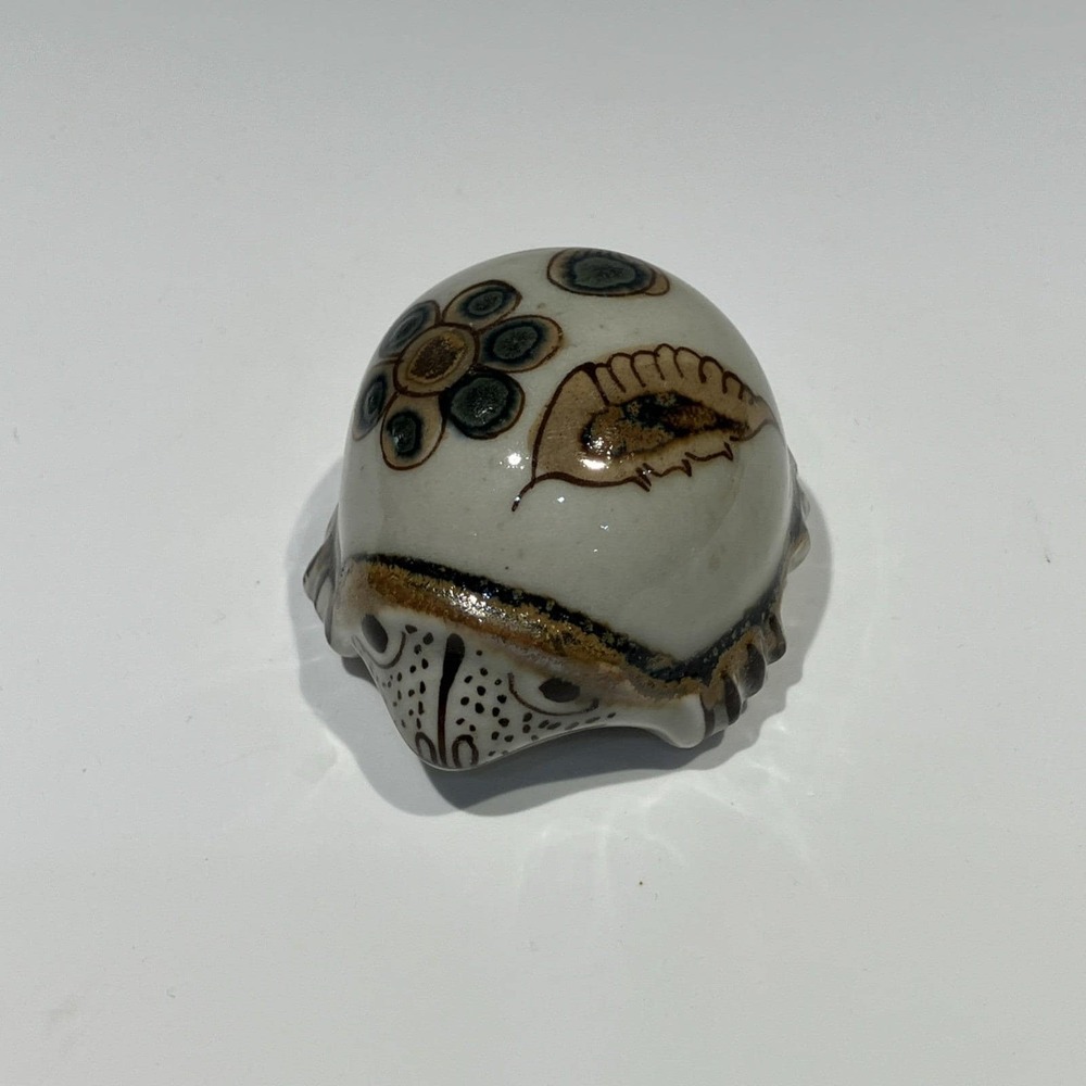 Vintage Mexican Folk Art Pottery Turtle Figurine Stoneware 2.5" Small